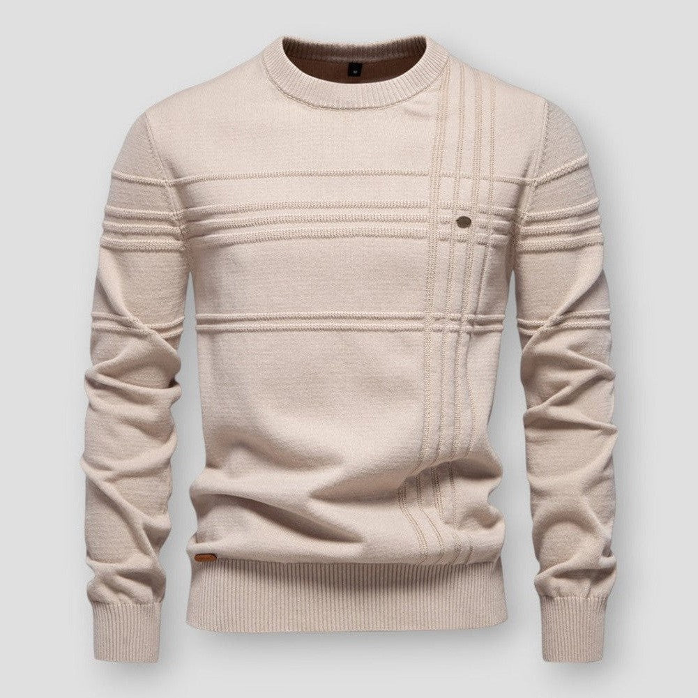 Structured Line Ribbed Knit Sweater
