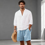 Cotton-Linen Drawstring Shorts