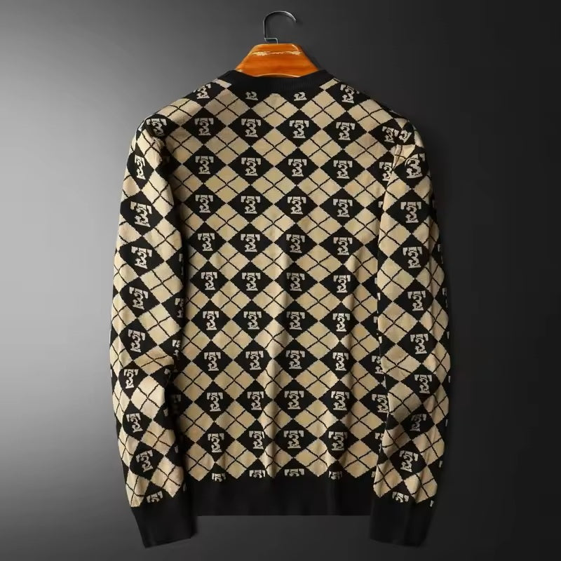 Retro Argyle Crew Neck Sweater