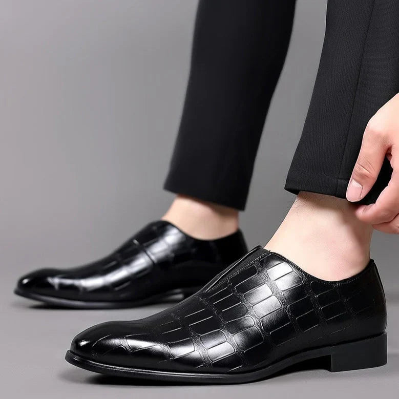 Polished Stretch Leather Loafers