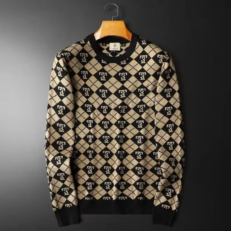 Retro Argyle Crew Neck Sweater