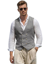 Double-Breasted Linen Waistcoat