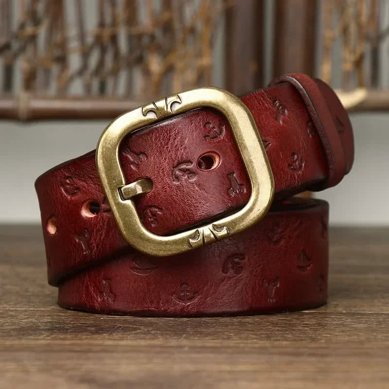 Anchor Embossed Cowhide Belt