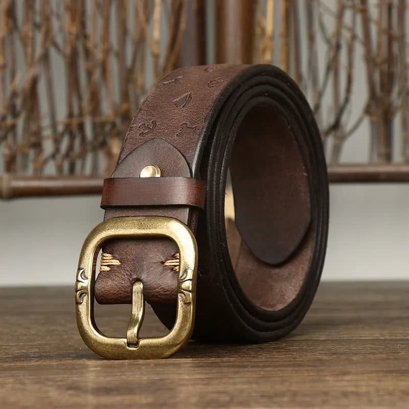 Anchor Embossed Cowhide Belt