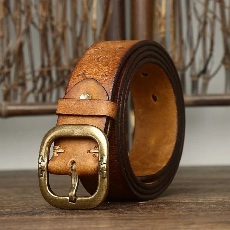Anchor Embossed Cowhide Belt