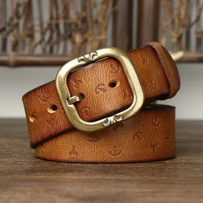Anchor Embossed Cowhide Belt