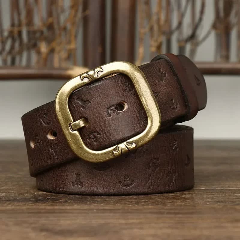 Anchor Embossed Cowhide Belt
