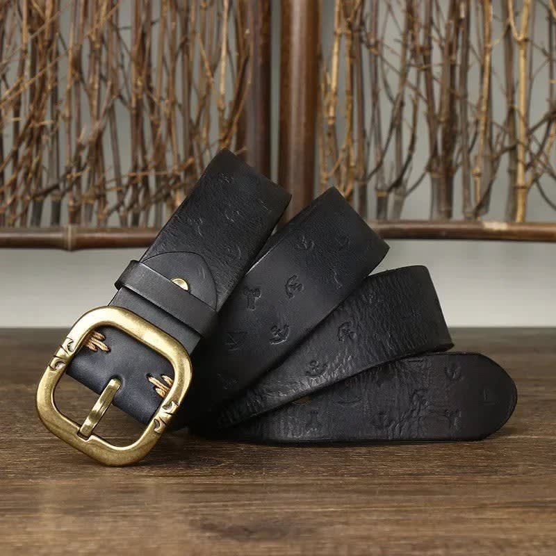 Anchor Embossed Cowhide Belt