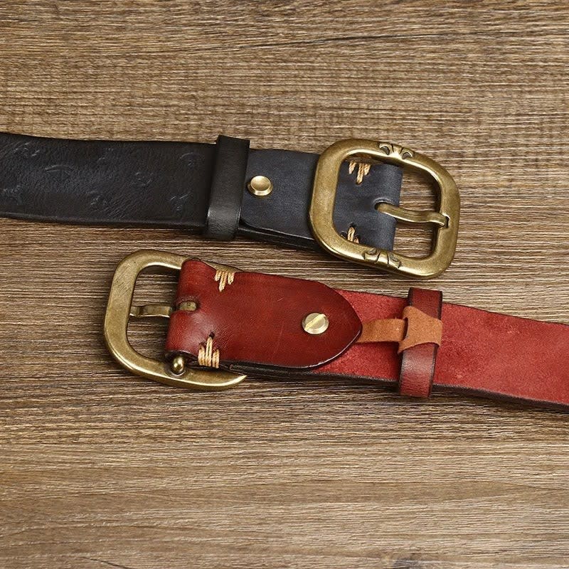 Anchor Embossed Cowhide Belt