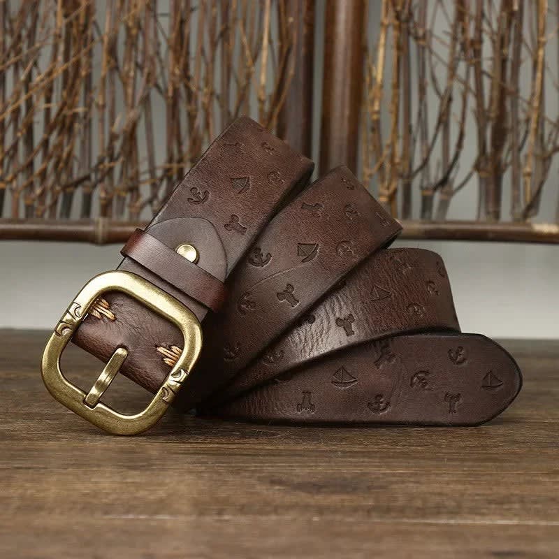 Anchor Embossed Cowhide Belt