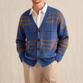 Graphic Plaid Knit Cardigan