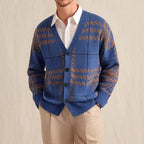Graphic Plaid Knit Cardigan