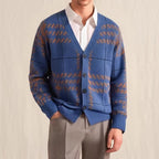 Graphic Plaid Knit Cardigan