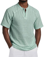 Linen-Blend Grandad Popover Shirt