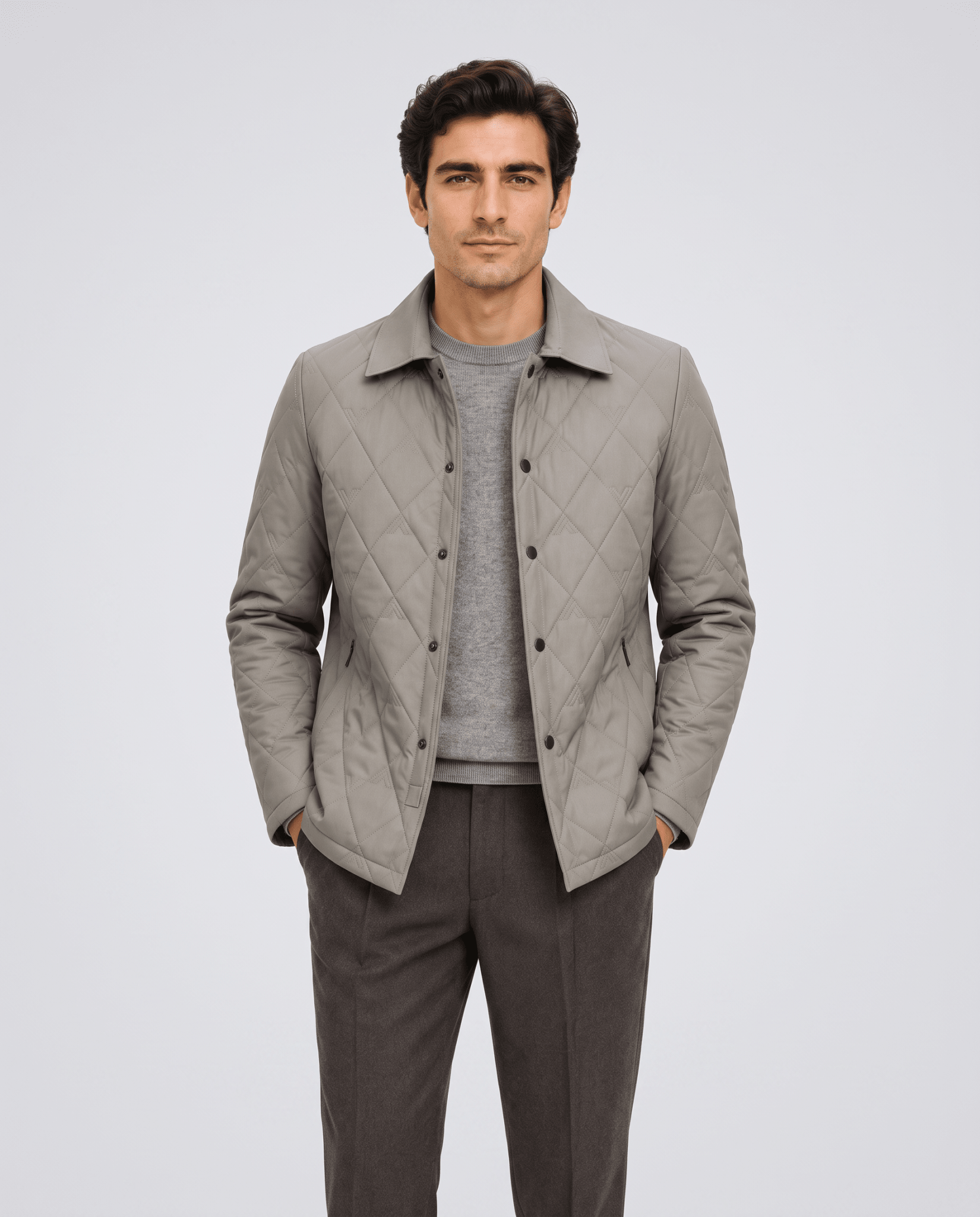 Men's Diamond Quilted Winter Jacket - Secranzo