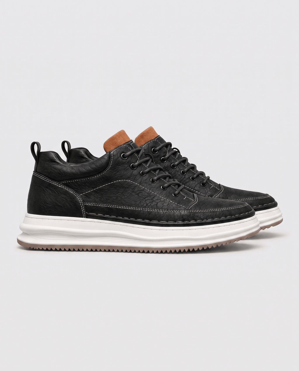 Men's Leather Look Everyday Sneakers - Secranzo