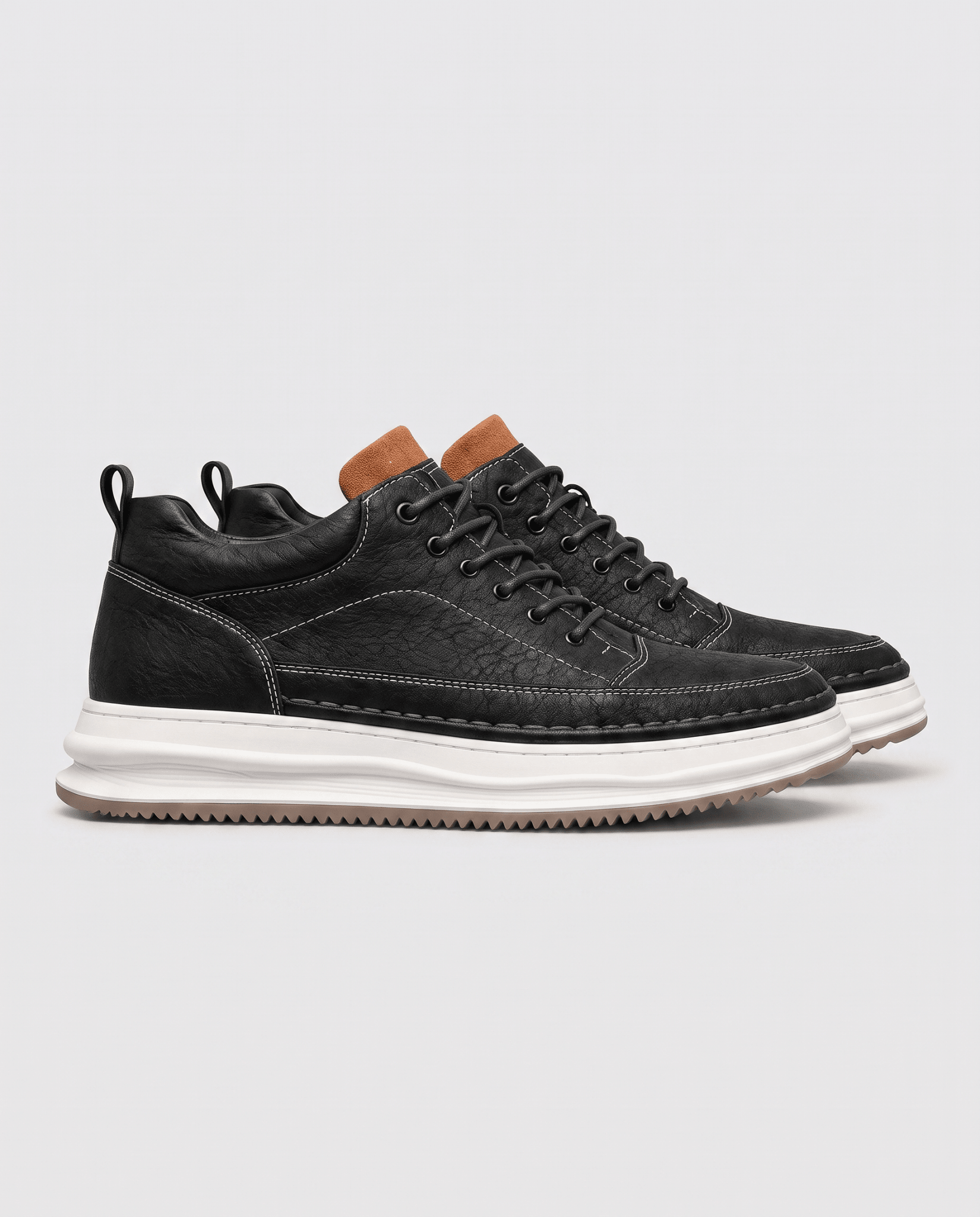 Men's Leather Look Everyday Sneakers - Secranzo