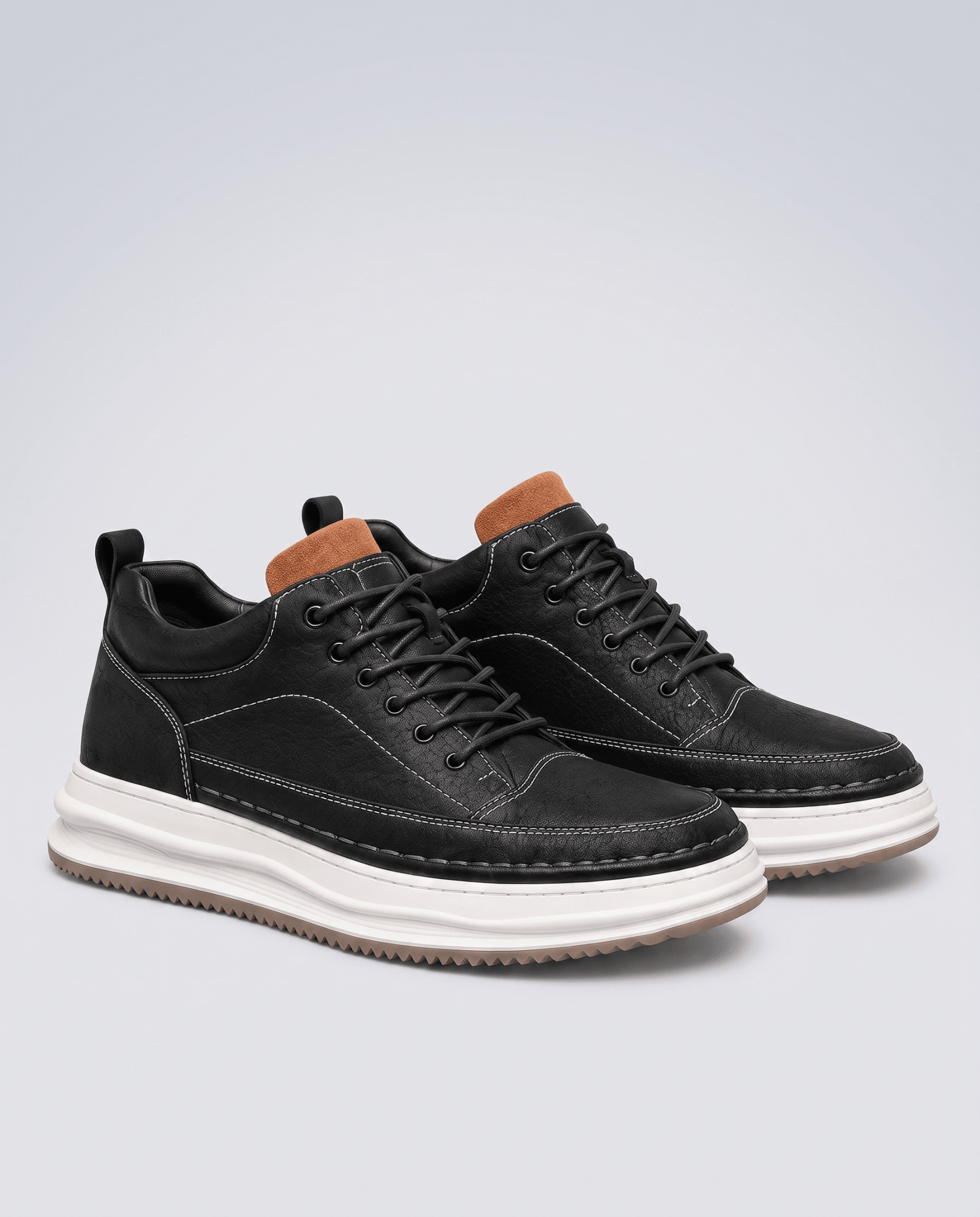 Men's Leather Look Everyday Sneakers - Secranzo