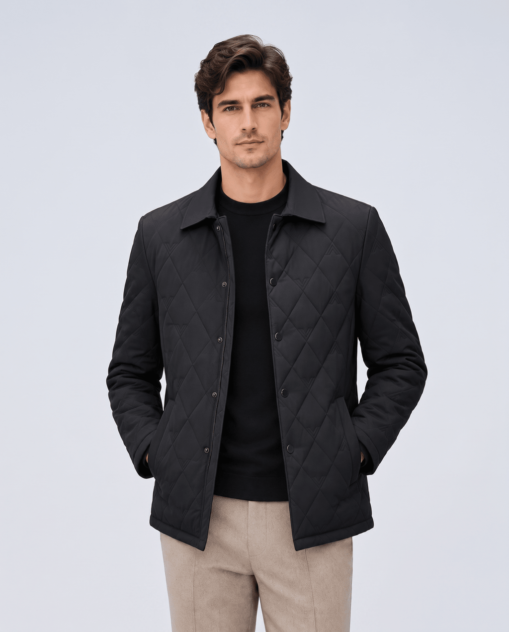 Men's Diamond Quilted Winter Jacket - Secranzo