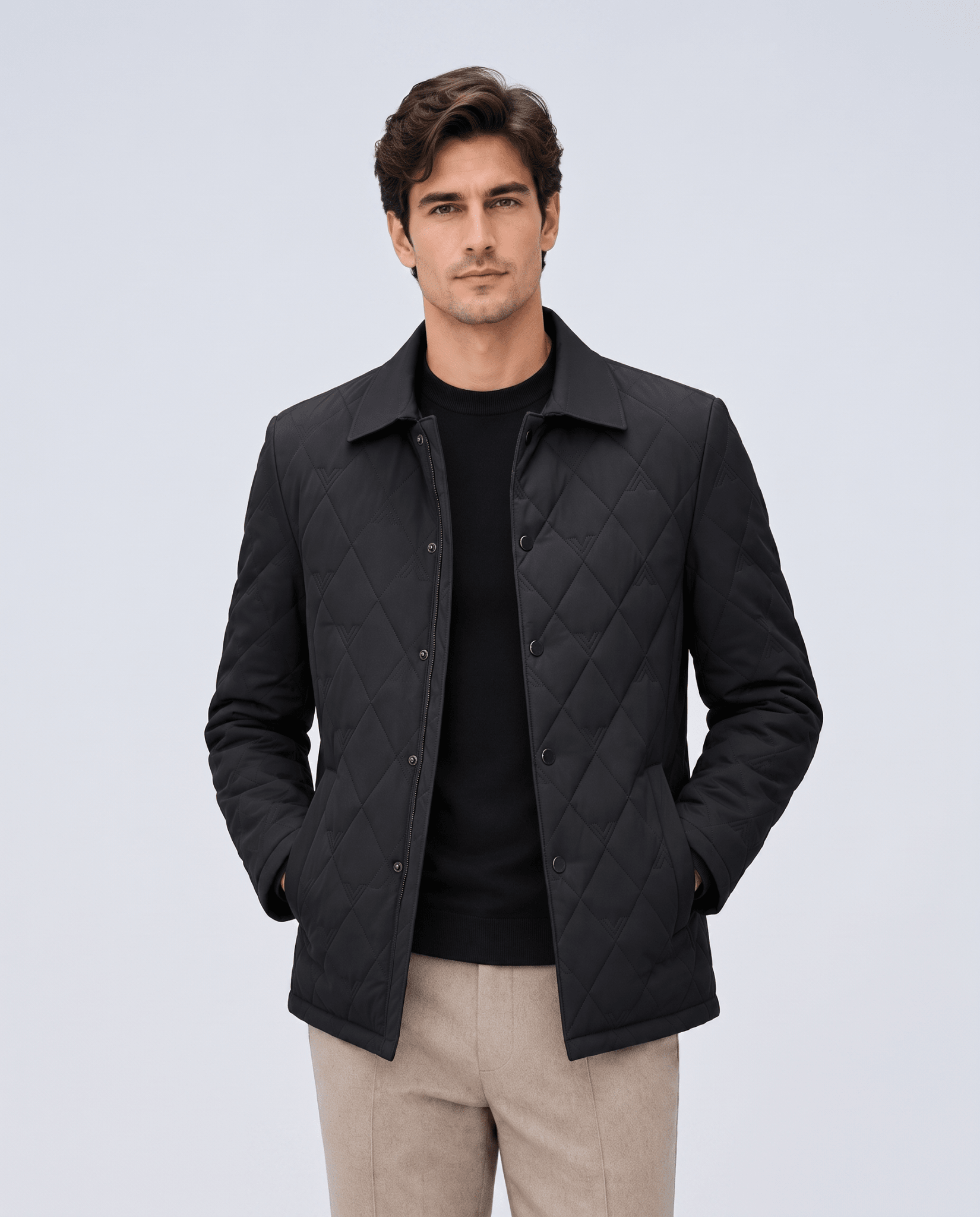 Men's Diamond Quilted Winter Jacket - Secranzo