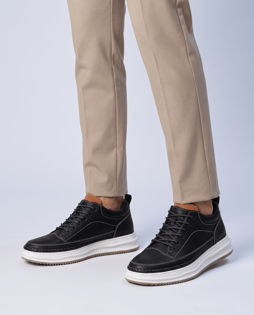 Men's Leather Look Everyday Sneakers - Secranzo