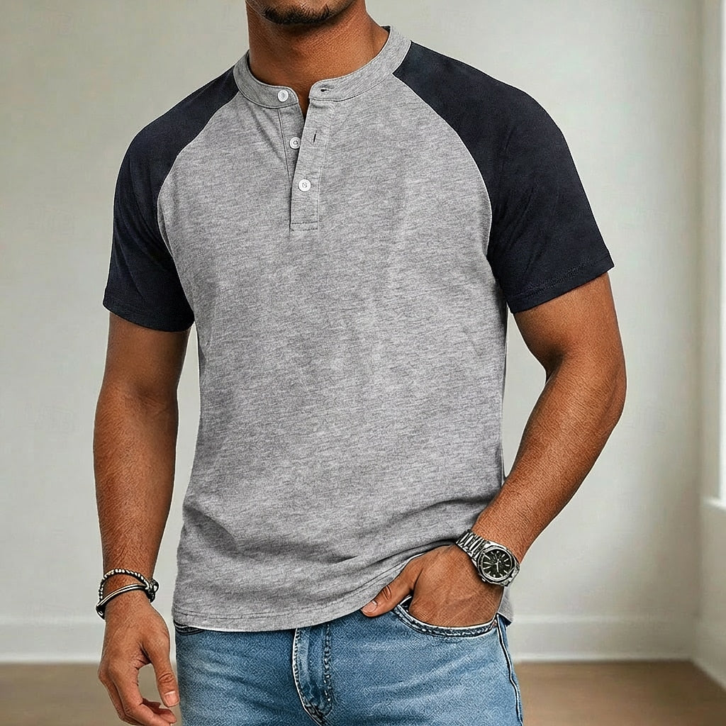 Acid Wash Cotton Henley Tee
