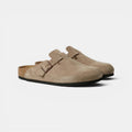 Suede Clogs with Cork Footbed