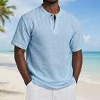 Linen-Blend Grandad Popover Shirt