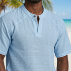 Linen-Blend Grandad Popover Shirt