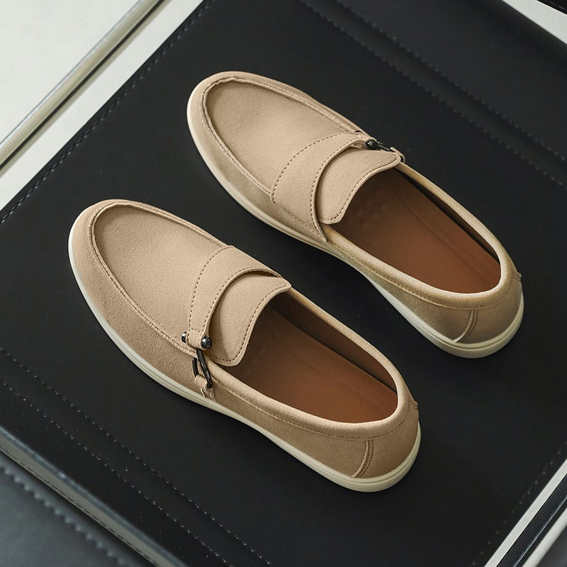 Buckle Suede Slip-On Loafers