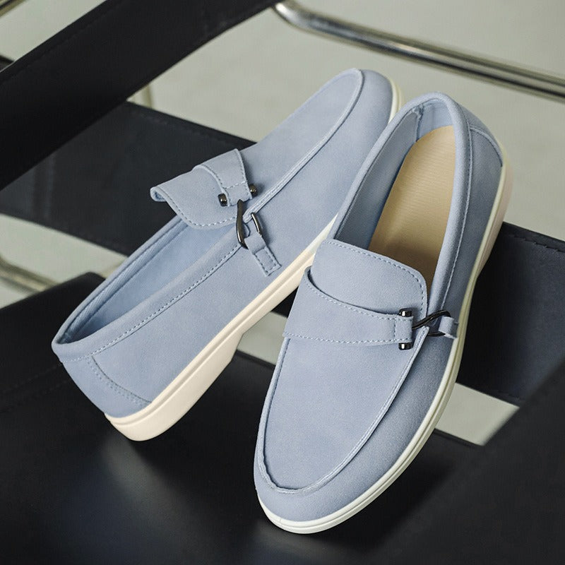Buckle Suede Slip-On Loafers