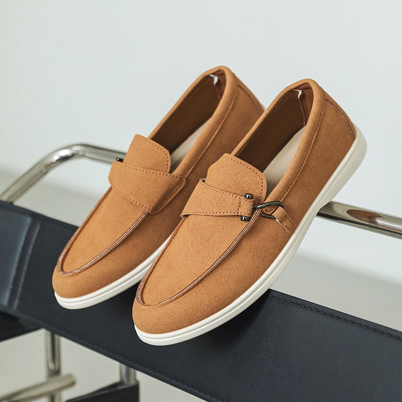 Buckle Suede Slip-On Loafers