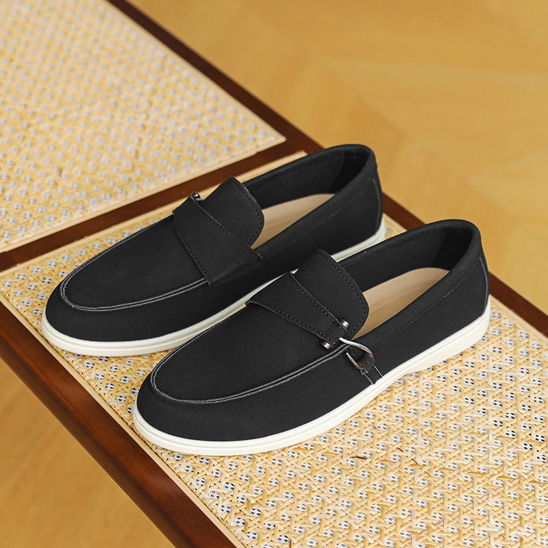 Buckle Suede Slip-On Loafers