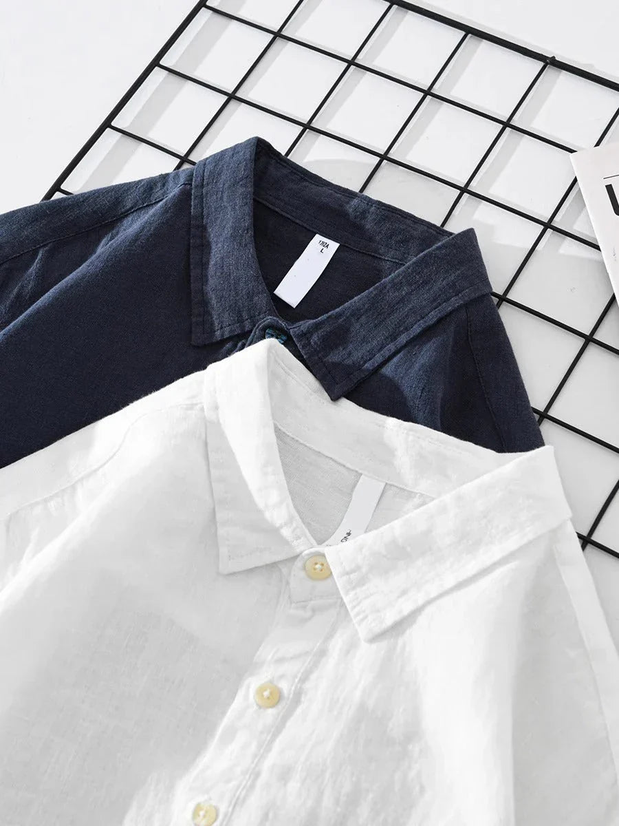 Mandarin Collar Linen Shirt