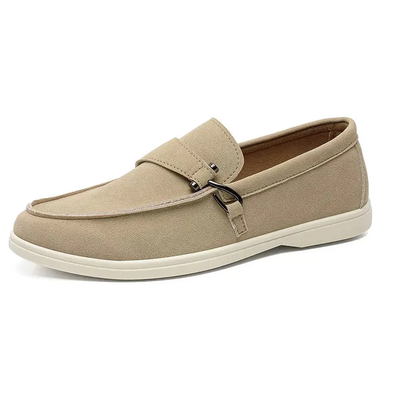 Buckle Suede Slip-On Loafers