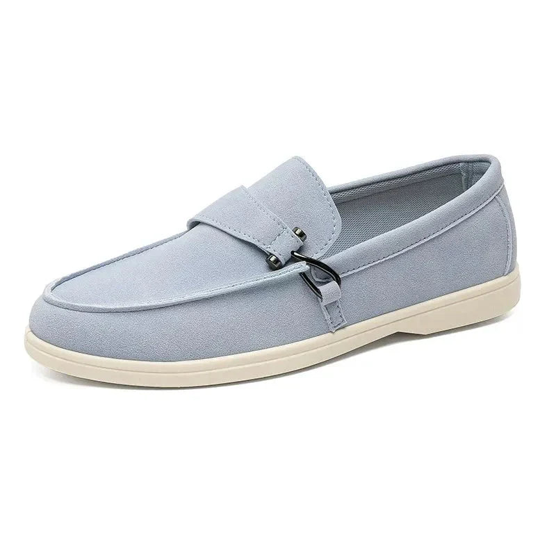 Buckle Suede Slip-On Loafers
