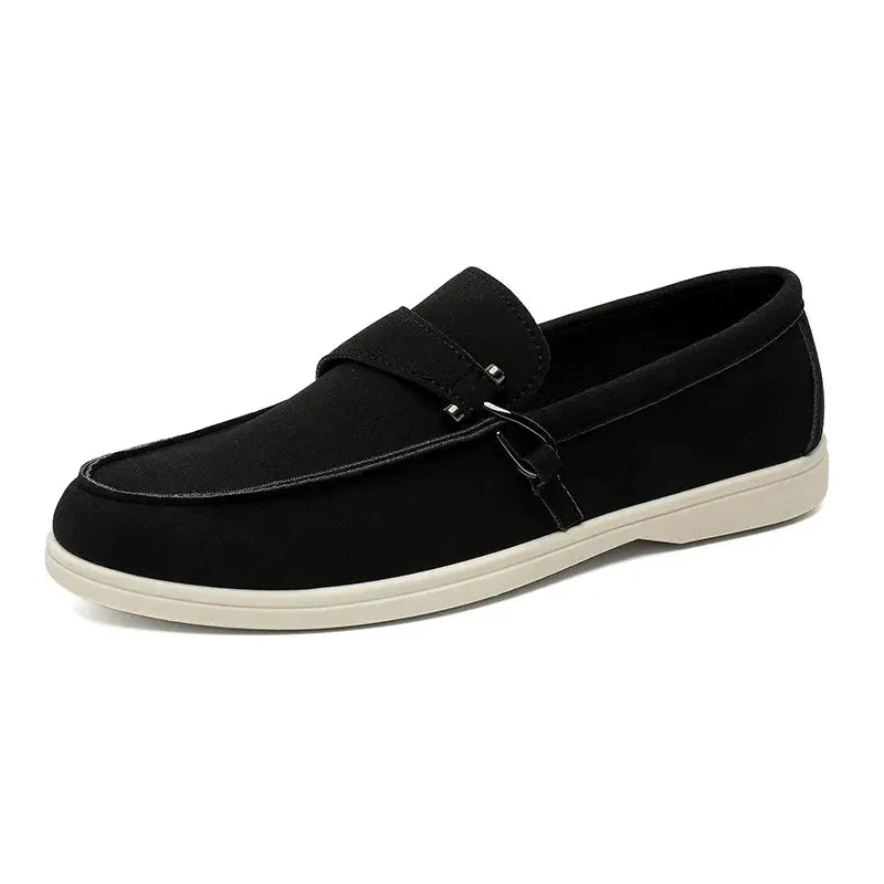 Buckle Suede Slip-On Loafers