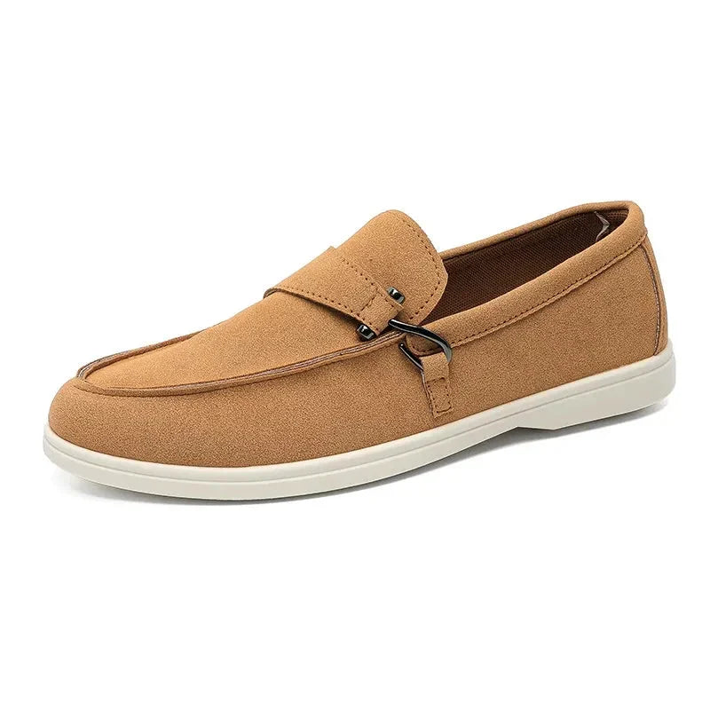 Buckle Suede Slip-On Loafers