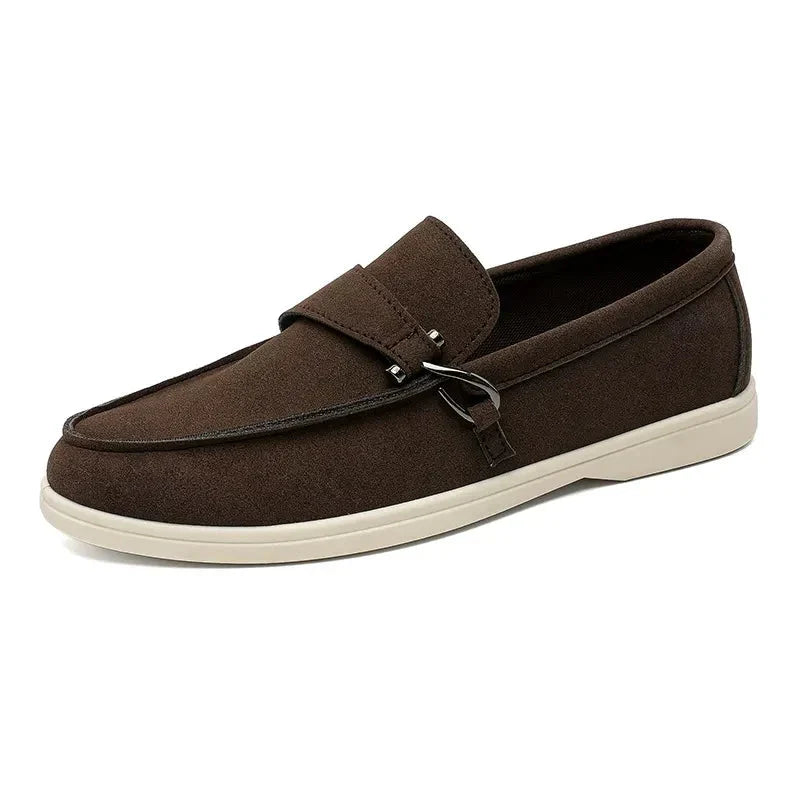 Buckle Suede Slip-On Loafers