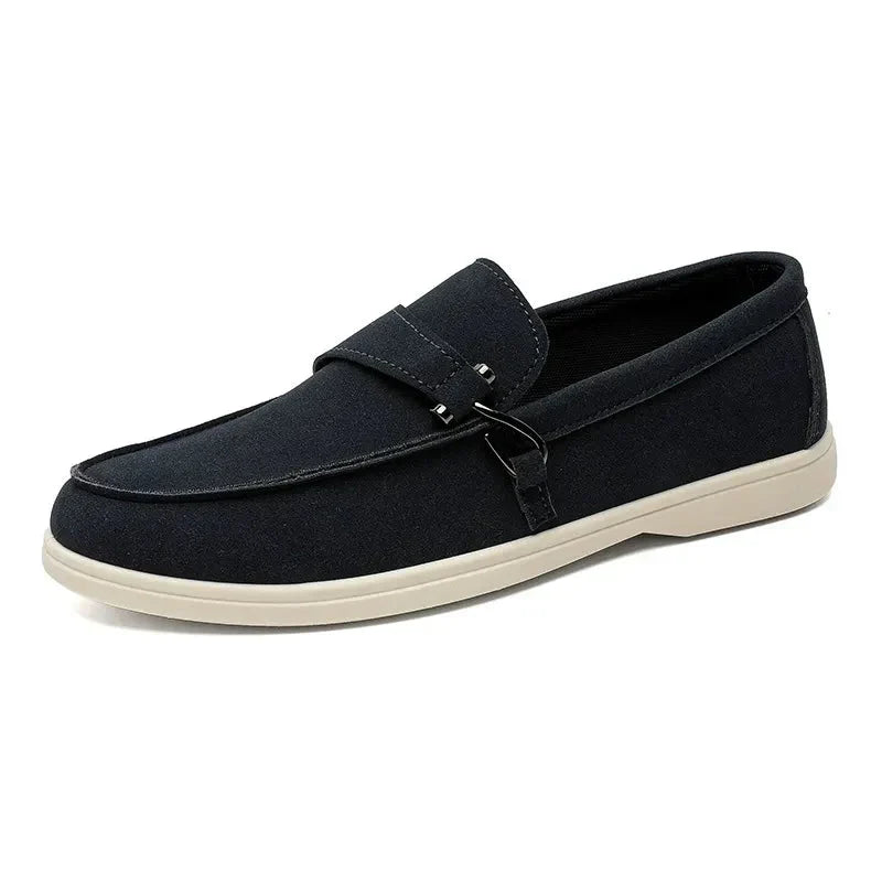 Buckle Suede Slip-On Loafers