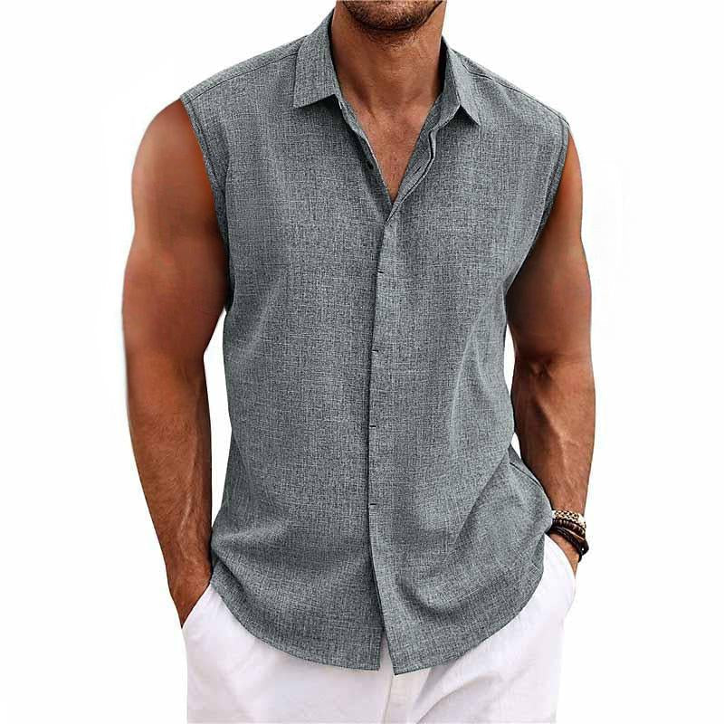 Sleeveless Linen Blend Shirt