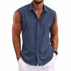 Sleeveless Linen Blend Shirt