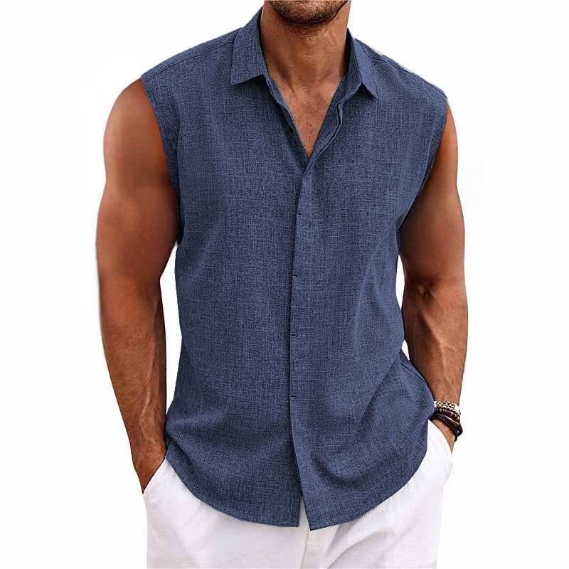 Sleeveless Linen Blend Shirt