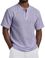 Linen-Blend Grandad Popover Shirt