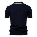 Vertical Stripe Contrast Knit Polo