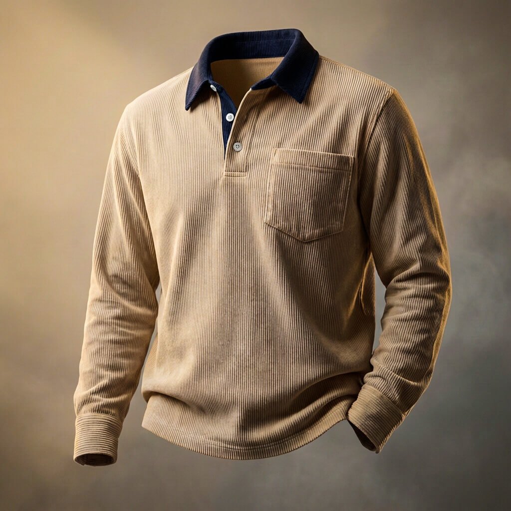 Fine Corduroy Long Sleeve Polo