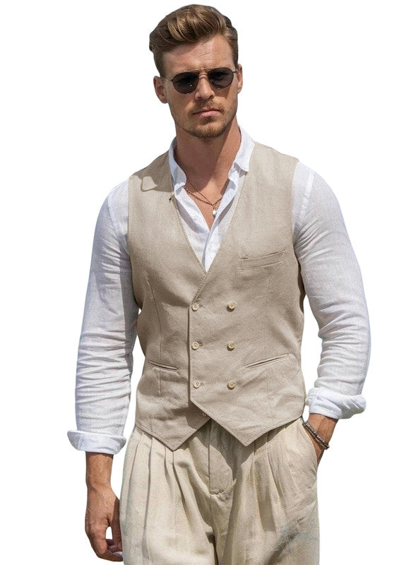 Double-Breasted Linen Waistcoat