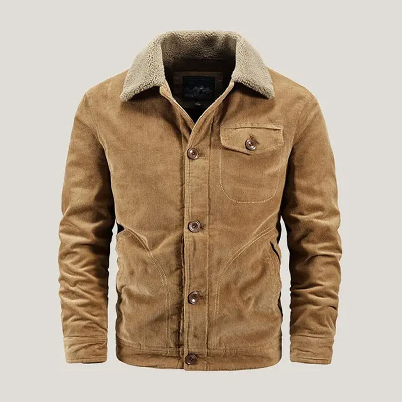 Sherpa-Lined Button-Up Corduroy Jacket