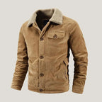 Sherpa-Lined Button-Up Corduroy Jacket