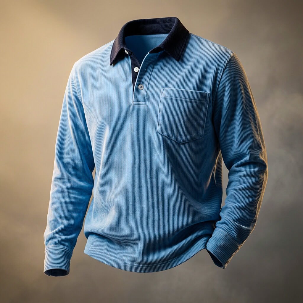 Fine Corduroy Long Sleeve Polo